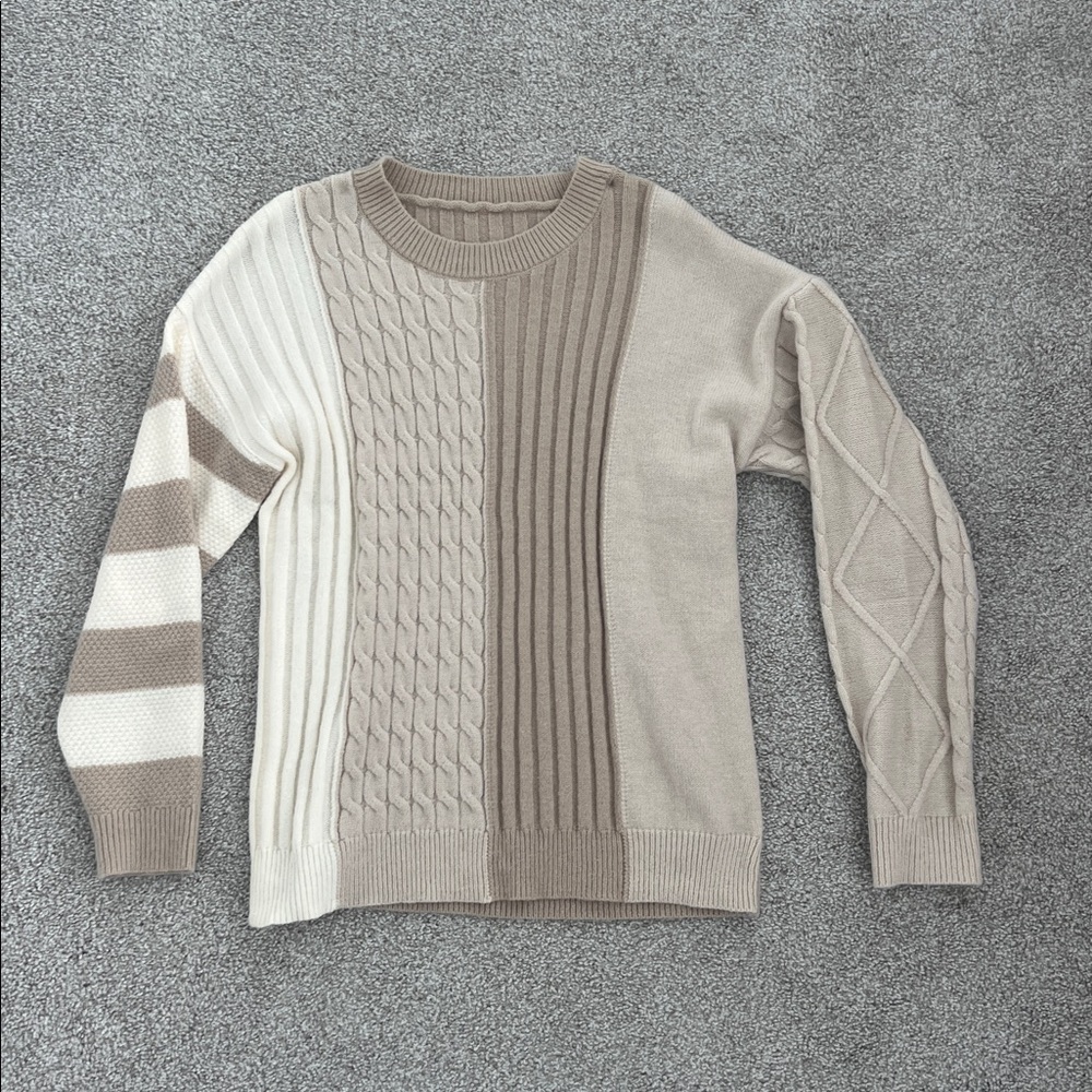 Beige and Cream Patchwork Sweater